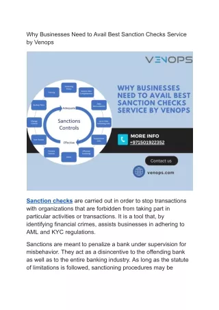 Why Businesses Need to Avail Best Sanction Checks Service by Venops