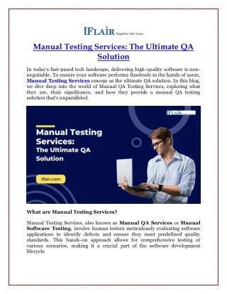 Manual Testing Services The Ultimate QA Solution