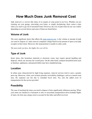how much does junk removal cost