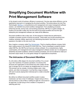 Simplifying Document Workflow with Print Management Software
