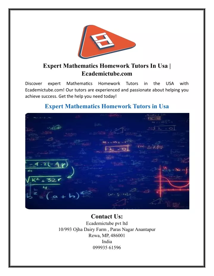 expert mathematics homework tutors