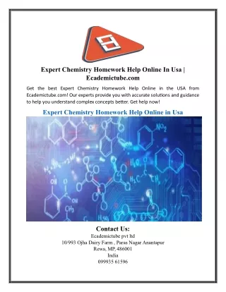 Expert Chemistry Homework Help Online In Usa | Ecademictube.com
