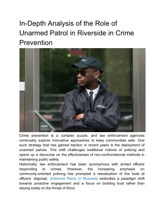 in depth analysis of the role of unarmed patrol