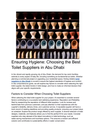 ensuring hygiene choosing the best toilet
