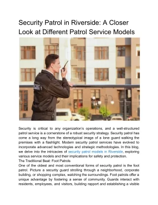 Security Patrol in Riverside_ A Closer Look at Different Patrol Service Models