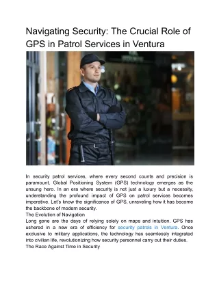 Navigating Security_ The Crucial Role of GPS in Patrol Services in Ventura