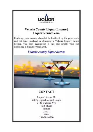 Volusia County Liquor License  Liquorlicensefl.com