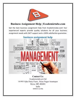 business assignment help ecademictube com