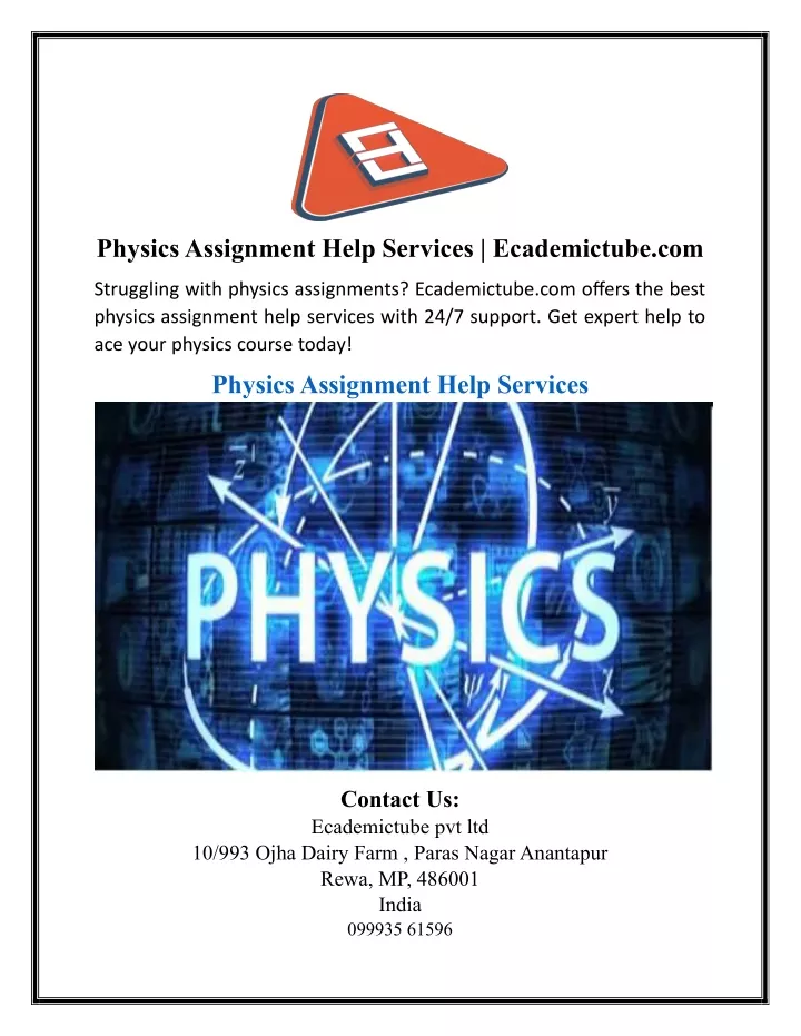 physics assignment help services ecademictube com