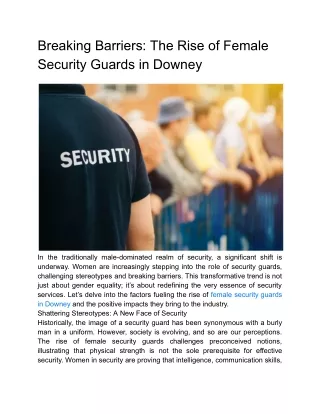 Breaking Barriers_ The Rise of Female Security Guards in Downey