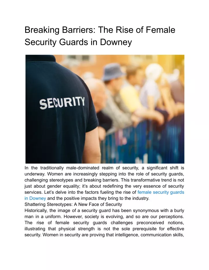 breaking barriers the rise of female security