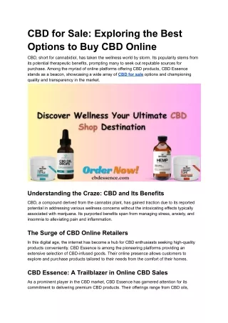 CBD for Sale_ Exploring the Best Options to Buy CBD Online