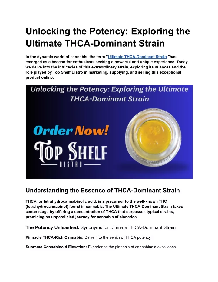 unlocking the potency exploring the ultimate thca