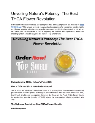 Unveiling Nature's Potency_ The Best THCA Flower Revolution