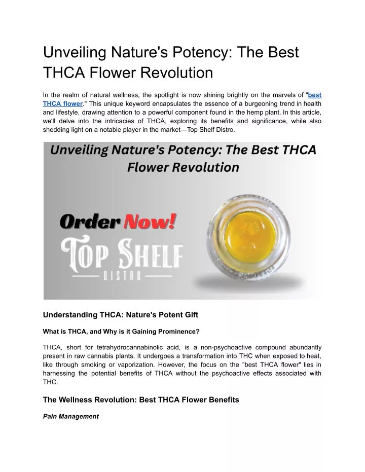 unveiling nature s potency the best thca flower