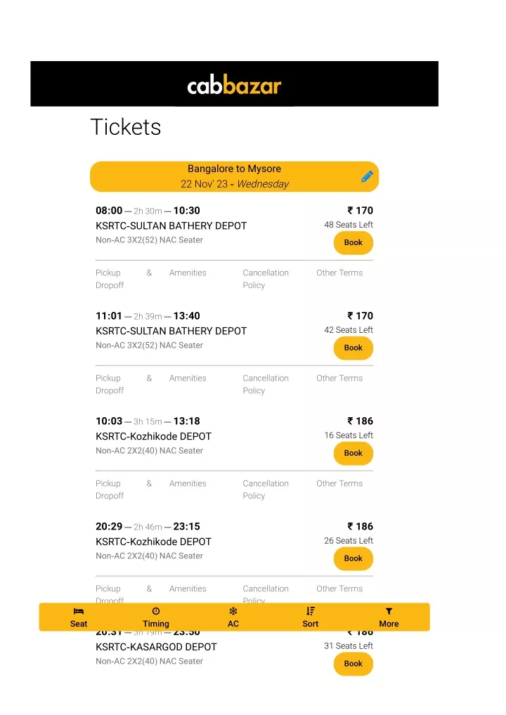 bangalore to mysore bus tickets