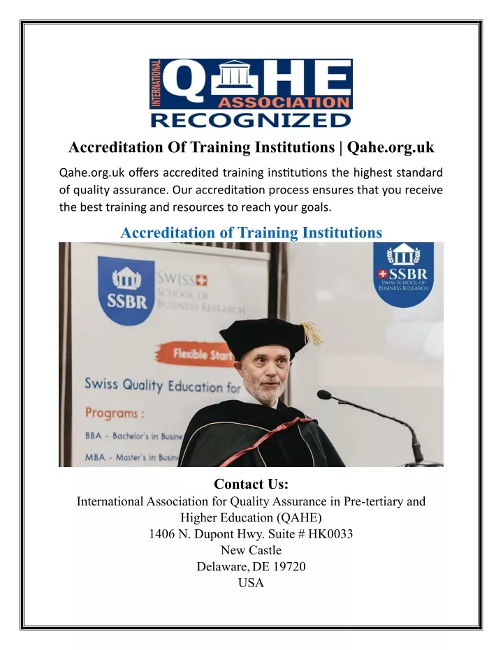 accreditation of training institutions qahe org uk