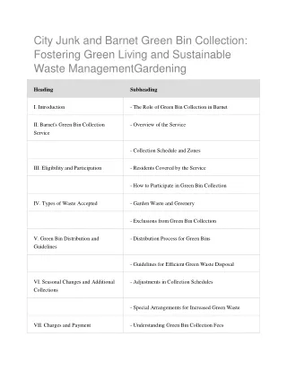 City Junk and Barnet Green Bin Collection Fostering Green Living and Sustainable Waste ManagementGardening