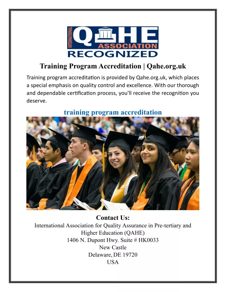 training program accreditation qahe org uk