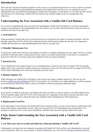 Understanding the Fees Associated with a Vanilla Gift Card Balance