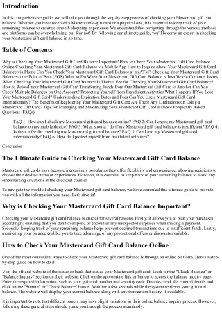 The Ultimate Guide to Checking Your Mastercard Gift Card Balance