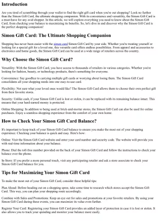 Simon Gift Card: The Ultimate Shopping Companion