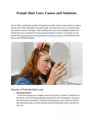 Female Hair Loss: Causes and Solutions