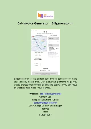 Cab Invoice Generator  Billgenerator.in