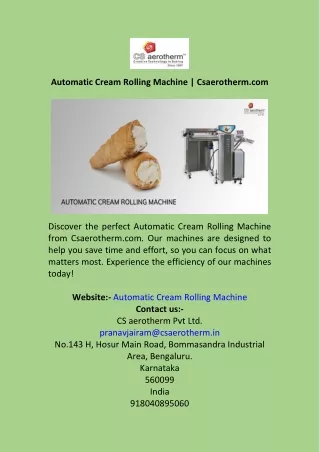 Automatic Cream Rolling Machine  Csaerotherm.com