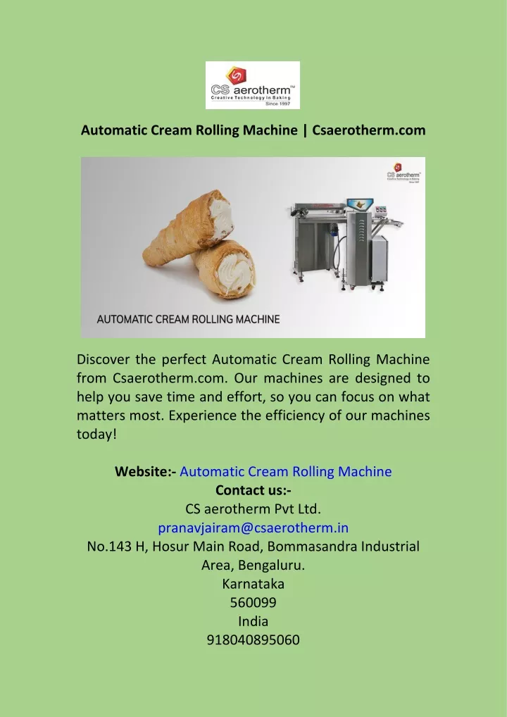 automatic cream rolling machine csaerotherm com