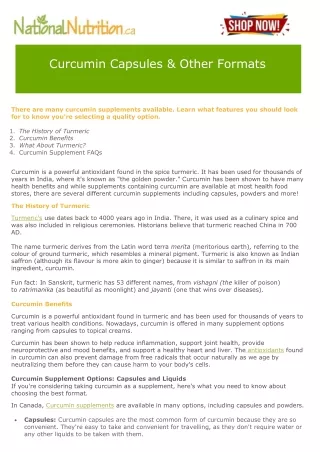 curcumin capsules other formats