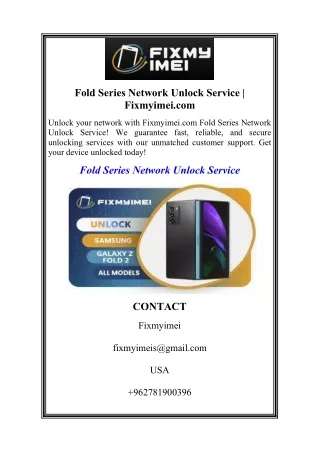 Fold Series Network Unlock Service  Fixmyimei.com