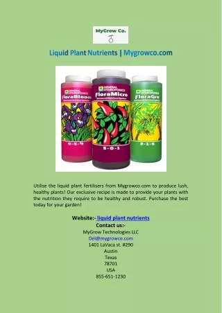 Liquid Plant Nutrients  Mygrowco.com