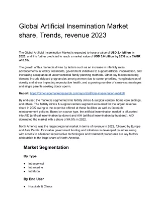 Artificial Insemination Market