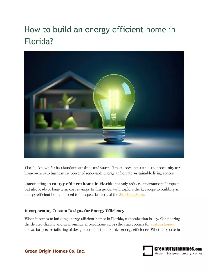 how to build an energy efficient home in florida