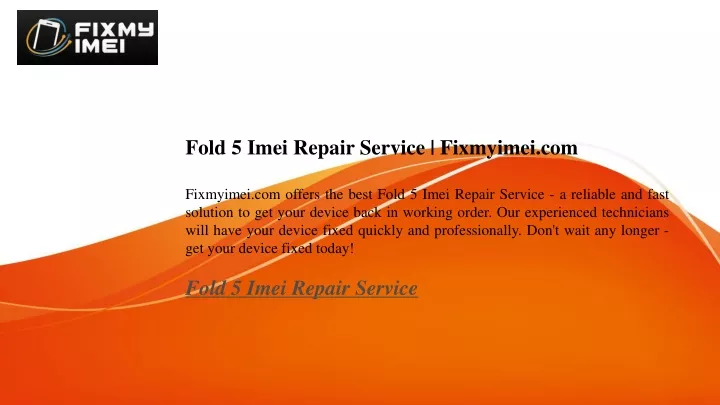 fold 5 imei repair service fixmyimei
