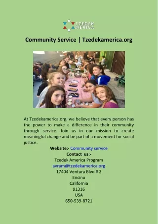 Community Service  Tzedekamerica.org
