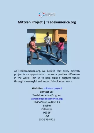 Mitzvah Project  Tzedekamerica.org