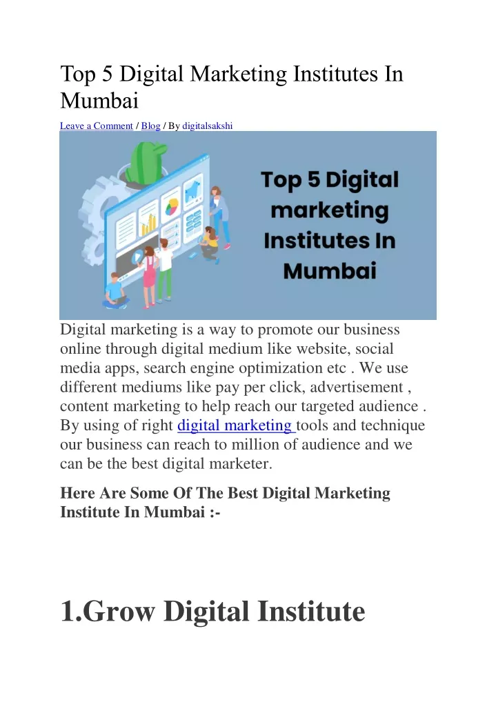 top 5 digital marketing institutes in mumbai