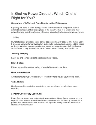 InShot vs PowerDirector: Which One is Right for You?