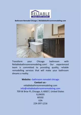 Bathroom Remodel Chicago  Reliablebathroomremodeling.com