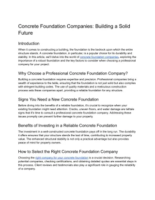 Ultimate Guide to the Best Concrete Foundation Company