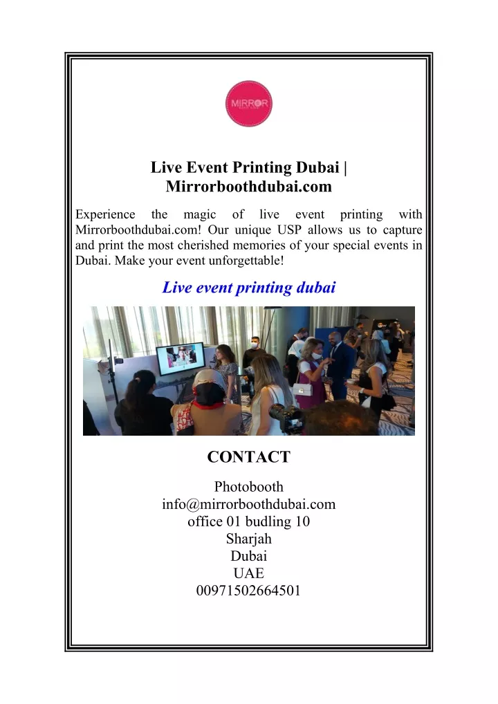 live event printing dubai mirrorboothdubai com
