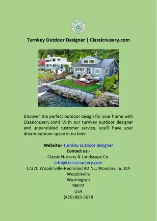 Turnkey Outdoor Designer  Classicnusery.com