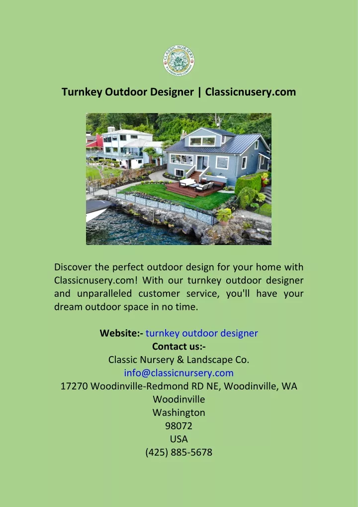 turnkey outdoor designer classicnusery com