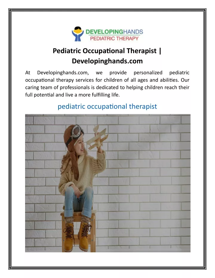 pediatric occupational therapist developinghands