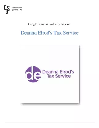 Income tax return preparation | Deanna Elrod's Tax Service