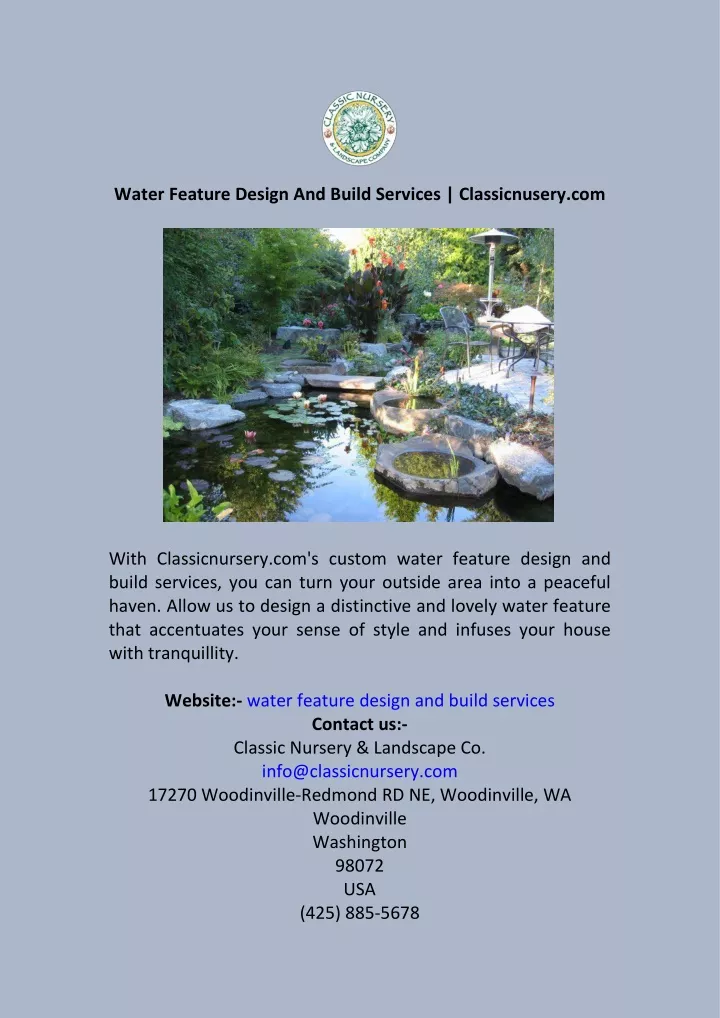 water feature design and build services