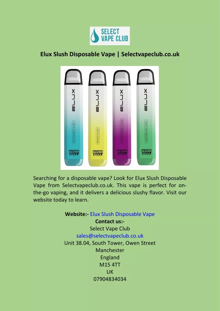 elux slush disposable vape selectvapeclub co uk