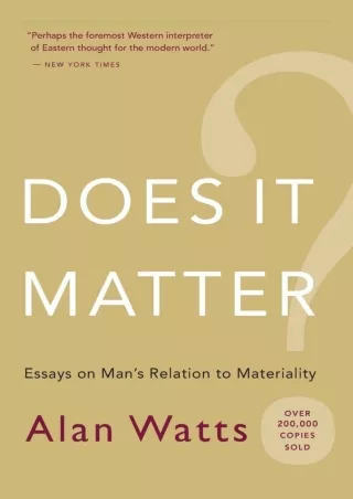 Read ebook [PDF]  Does It Matter?: Essays on Man s Relation to Materiality